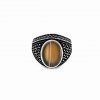 925 Sterling Silver Emperor Ring with Agate Stone Front View