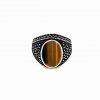 925 Sterling Silver Emperor Ring with Tiger Eye Stone Front View
