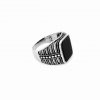 925 Sterling Silver Governor Ring with Onyx Stone Front Side View