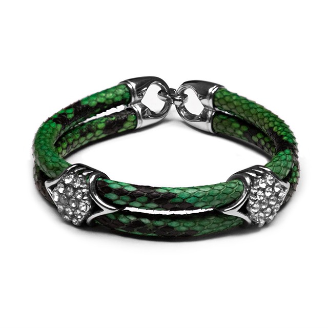 Green Python Imperio Silver Bracelet
