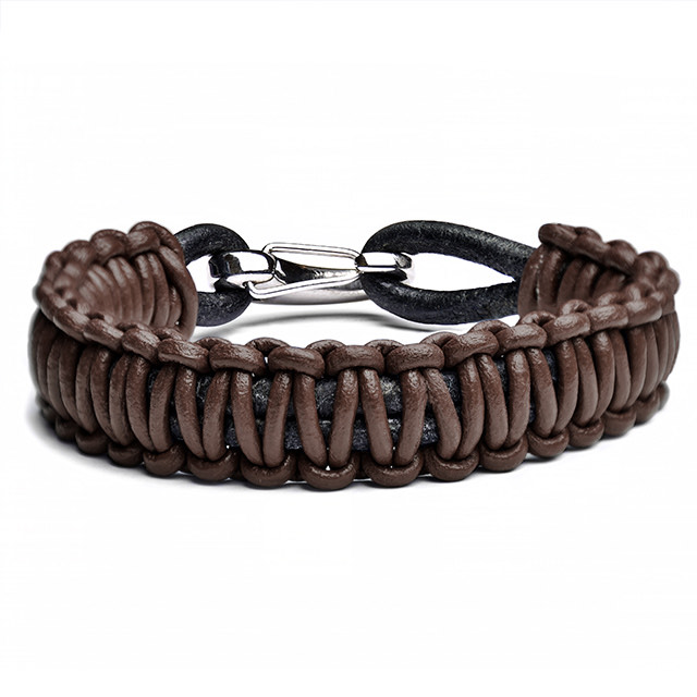 Handmade Brown Leather Braided Bracelet